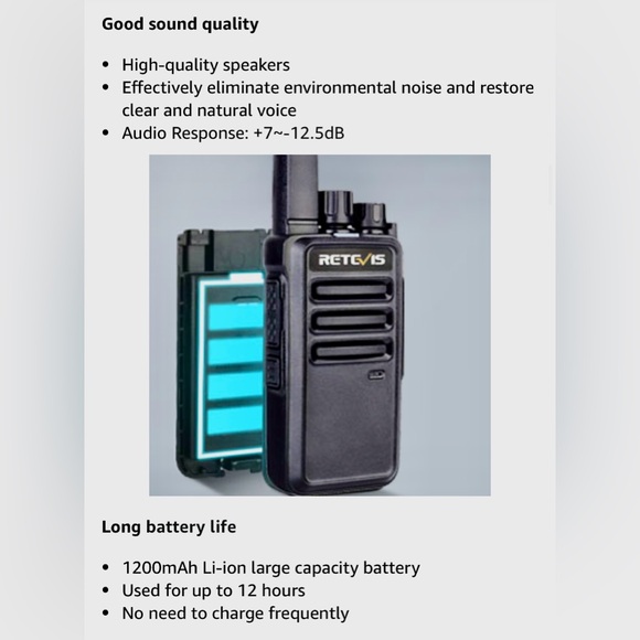 🔥Retevis RT68 Two-Way Radios - Wide Range, 2 Walkie Talkies🔥 NIB - Picture 4 of 10